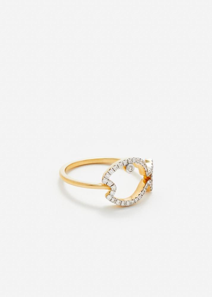 Yvonne Léon Bague Fil Poisson Bulle Diamants Or Jaune