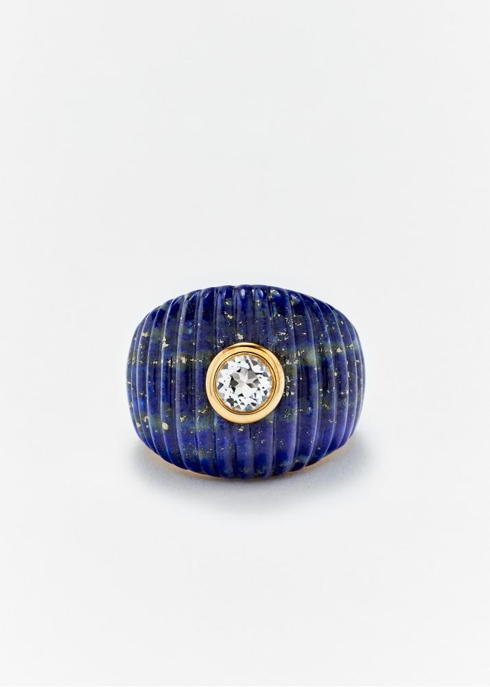 yvonne léon bague maxi berlingot lapis lazuli or jaune