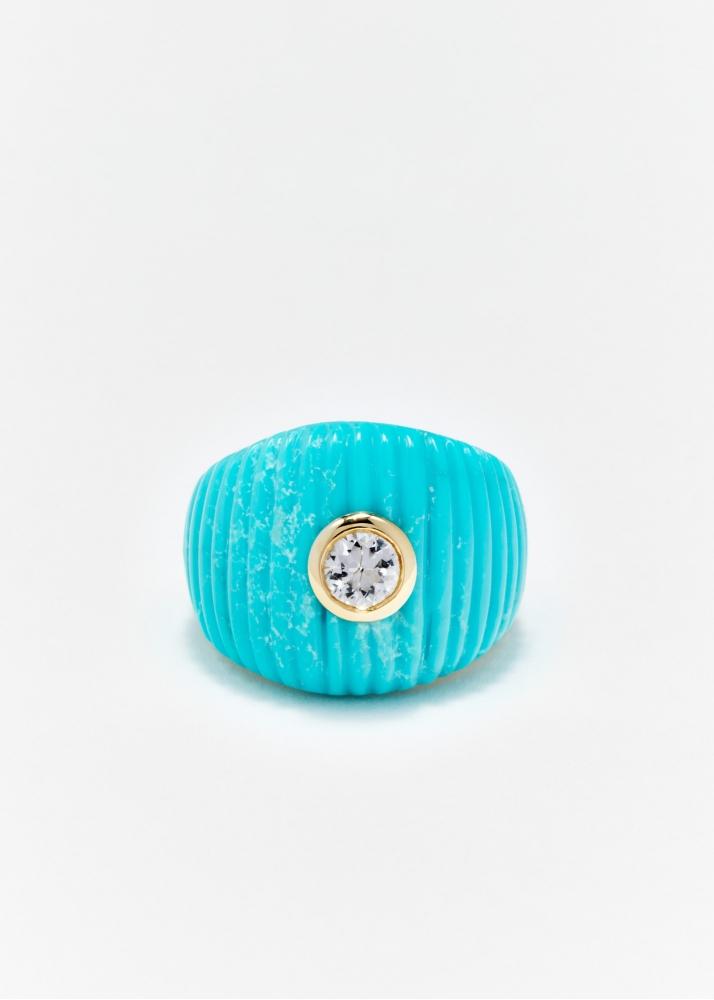 yvonne léon bague maxi berlingot turquoise or jaune