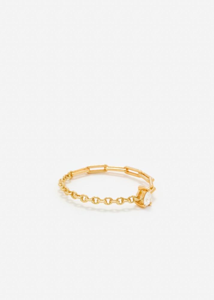 Yvonne Léon Bague Solitaire Diamant Poire Pm Or Jaune