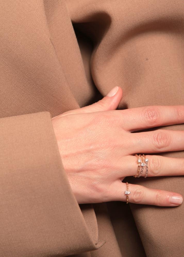 Yvonne Léon Bague Solitaire Diamant Poire Pm Or Jaune