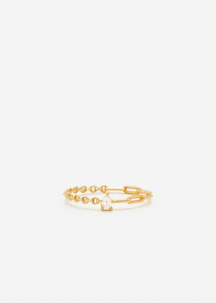 yvonne léon bague solitaire diamant poire pm or jaune