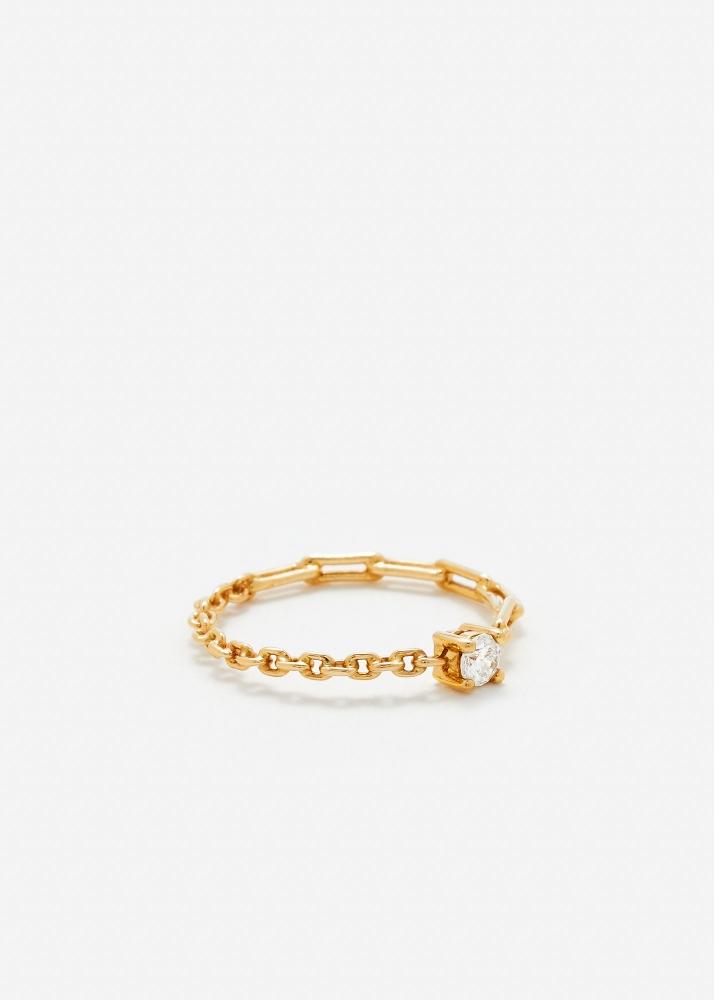 Yvonne Léon Bague Solitaire Diamant Rond Pm Or Jaune