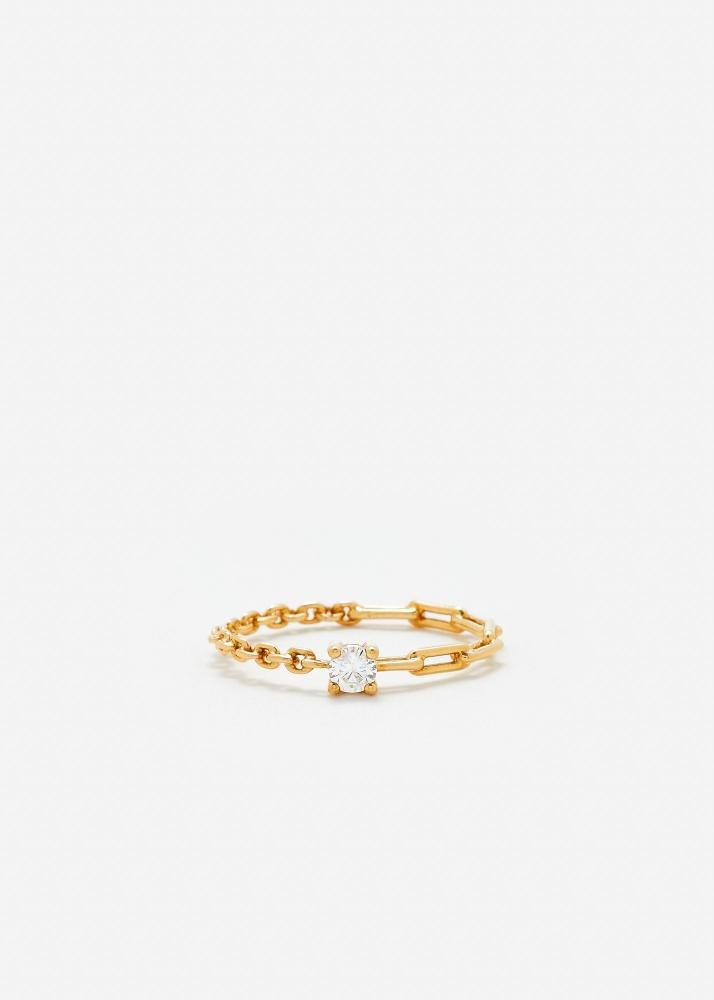 yvonne léon bague solitaire diamant rond pm or jaune