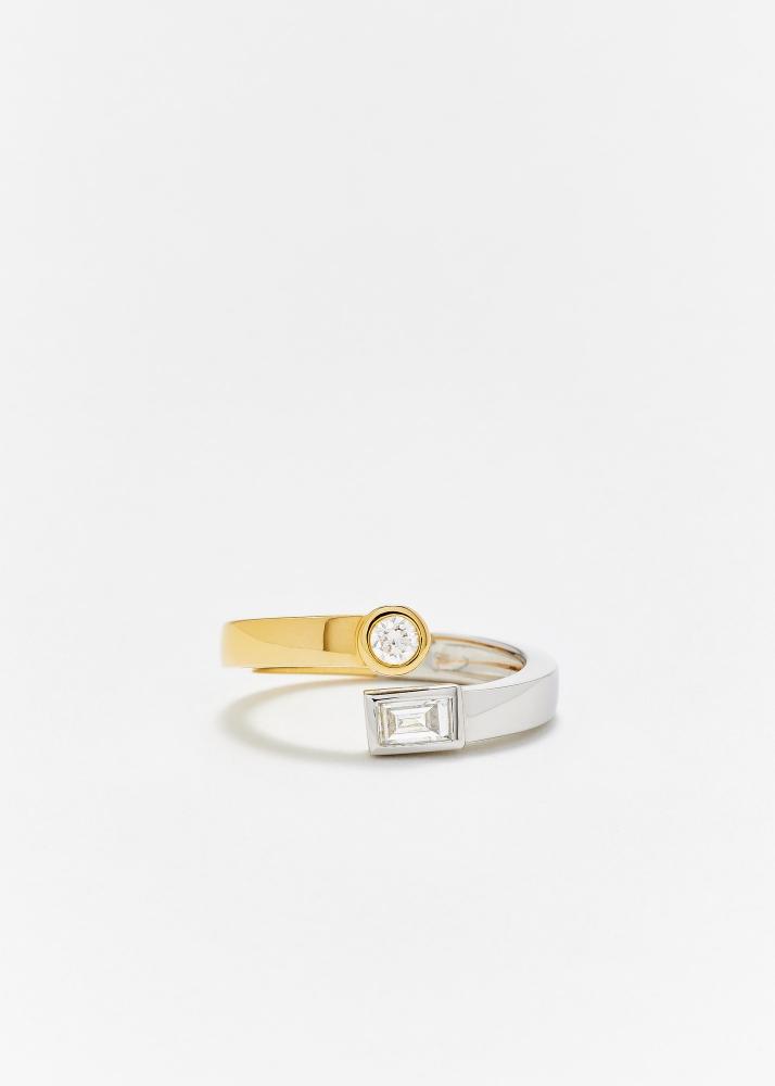 yvonne léon bague toi & moi baguettes clos & diamants 2 ors