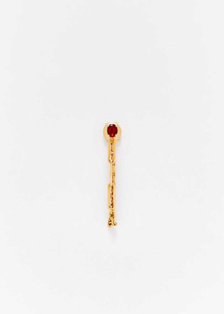 Yvonne Léon Boucle D'oreille Chaine Solitaire Rubis Or Jaune