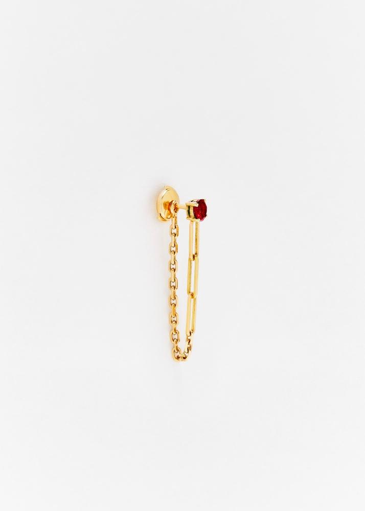 yvonne léon boucle d'oreille chaine solitaire rubis or jaune