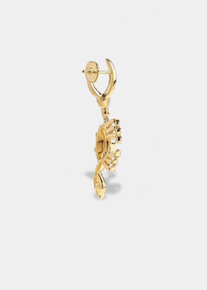 Yvonne Léon Boucle D'oreille Crabe Tsavorites Or Jaune