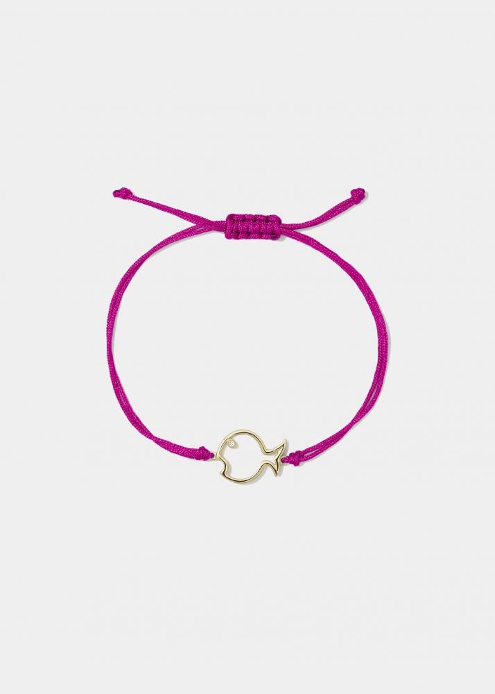 yvonne léon bracelet fil poisson bulle fuchsia or jaune