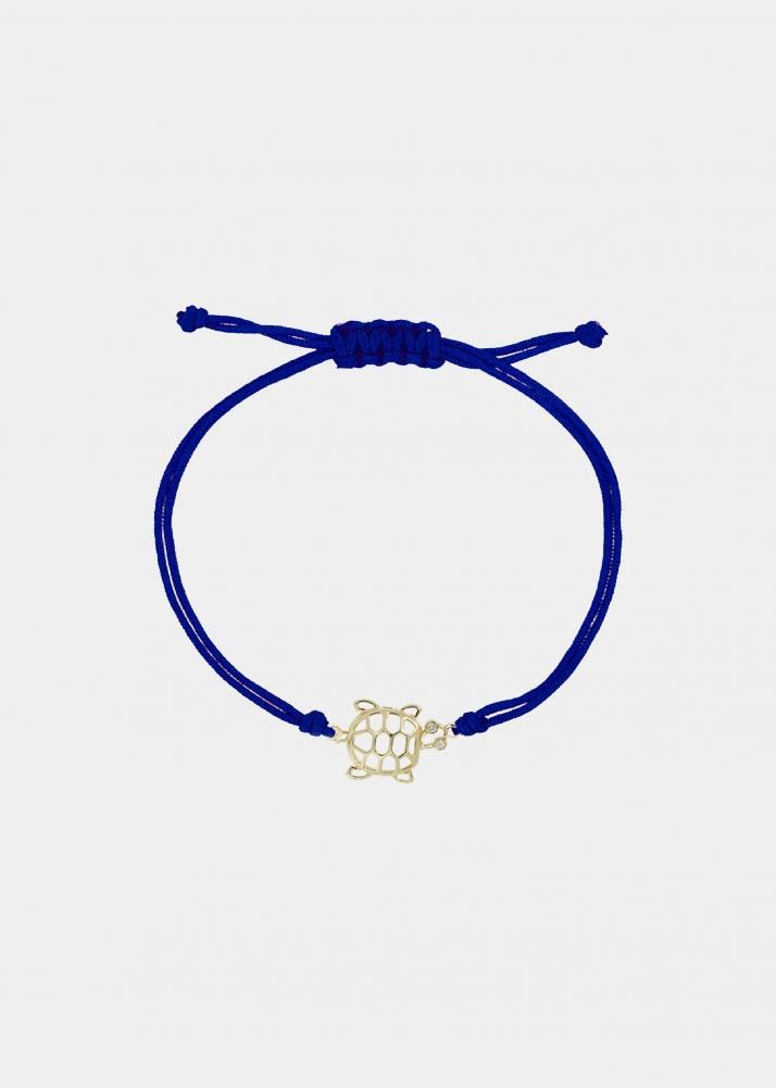yvonne léon bracelet fil tortue bleu marine or jaune