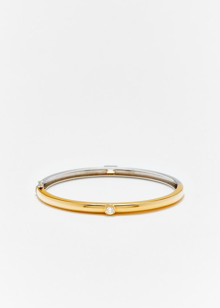 yvonne léon bracelet jonc baguettes clos & diamants 2 ors