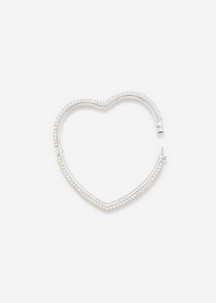 Yvonne Léon Bracelet Jonc Coeur Full Diamants Or Blanc