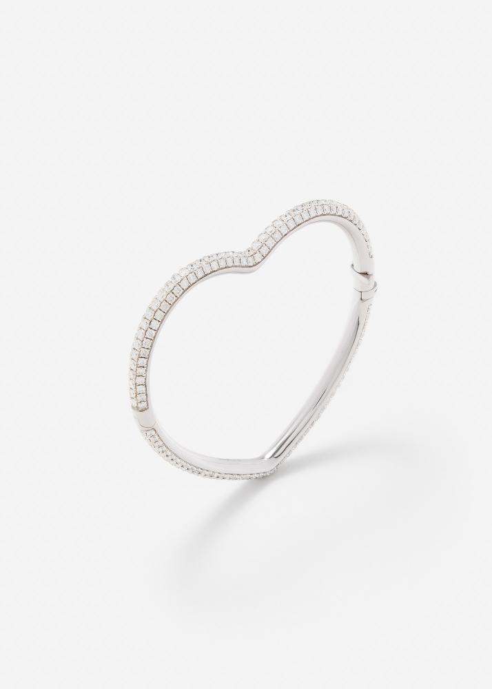 yvonne léon bracelet jonc coeur full diamants or blanc