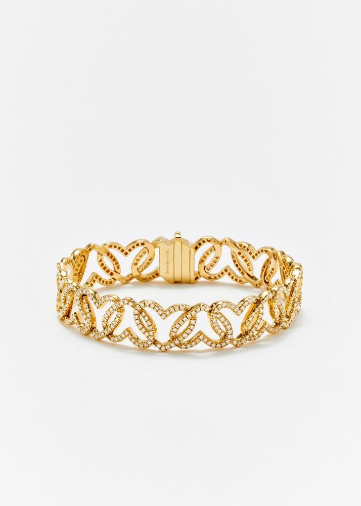 yvonne léon bracelet maille cœur diamants or jaune