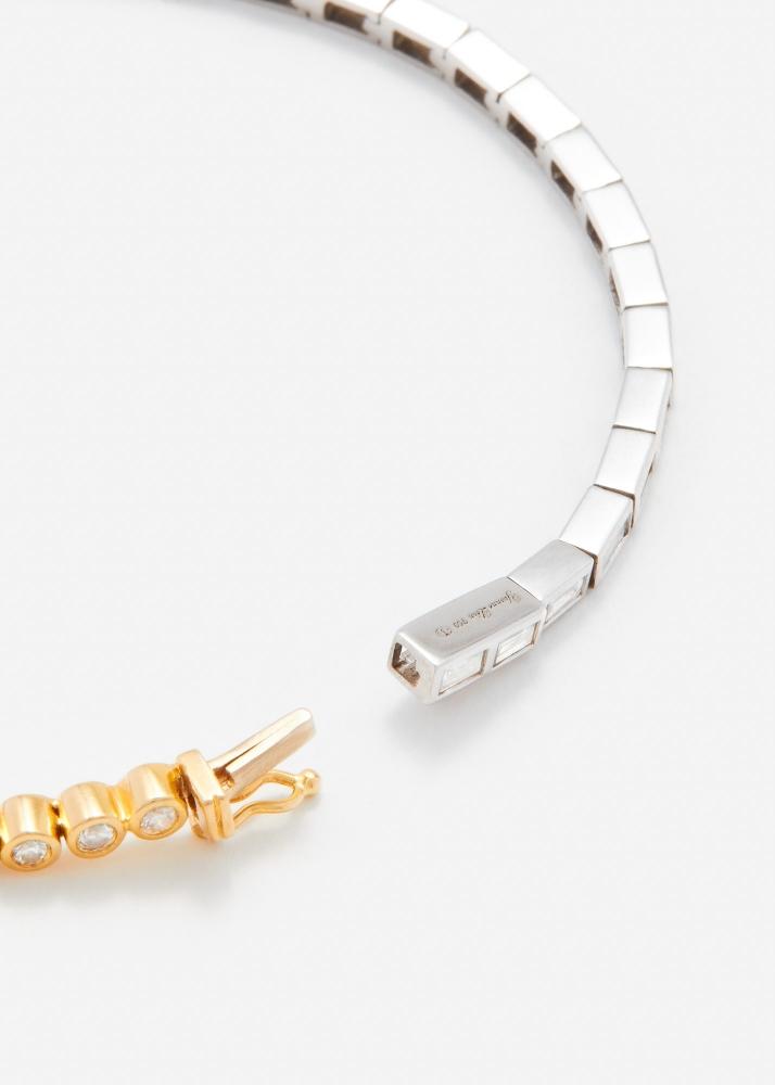 Yvonne Léon Bracelet Rivière Baguettes Clos Diamants 2 Ors
