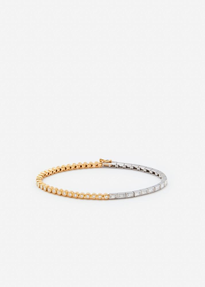 yvonne léon bracelet rivière baguettes clos diamants 2 ors