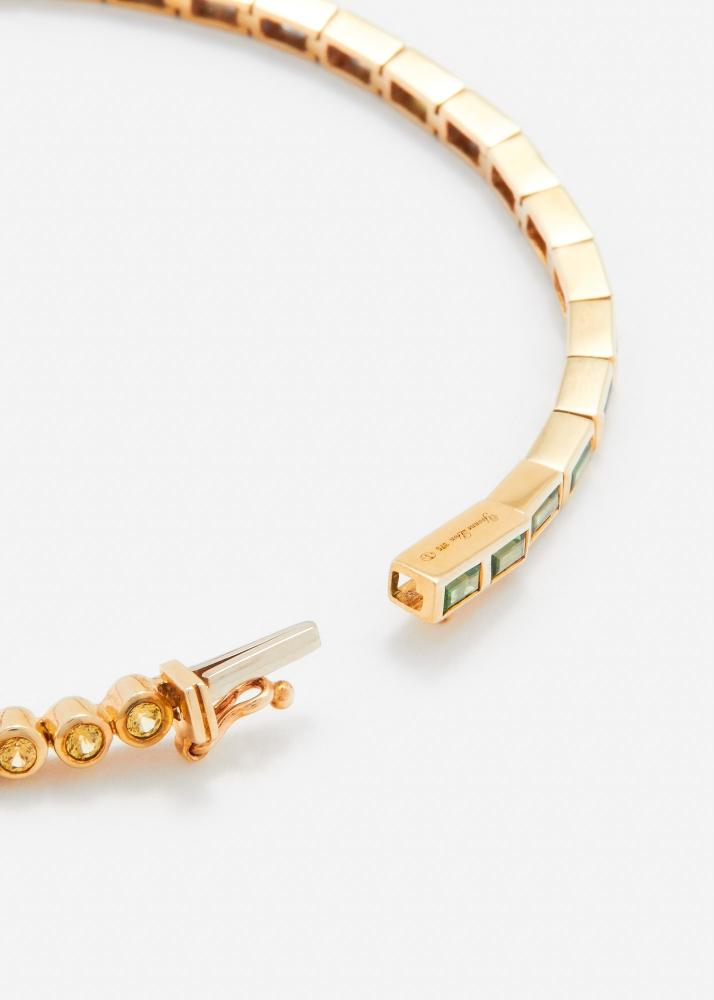 Yvonne Léon Bracelet Rivière Baguettes Clos Rainbow Or Jaune
