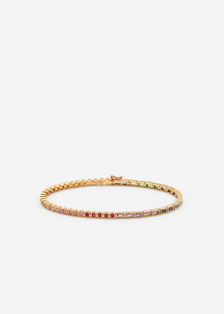 yvonne léon bracelet rivière baguettes clos rainbow or jaune