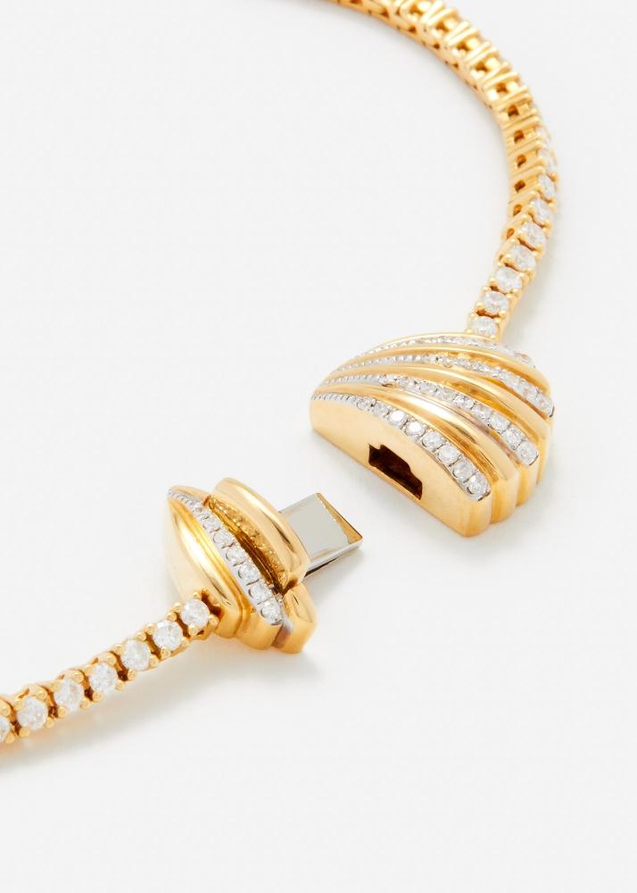 Yvonne Léon Bracelet Rivière Coquillage Diamants Or Jaune