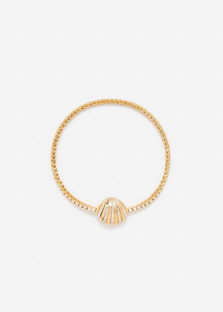 yvonne léon bracelet rivière coquillage diamants or jaune