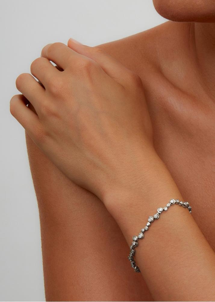 Yvonne Léon Bracelet Rivière Escargot Diamants Or Blanc