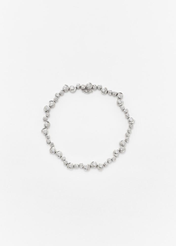 Yvonne Léon Bracelet Rivière Escargot Diamants Or Blanc