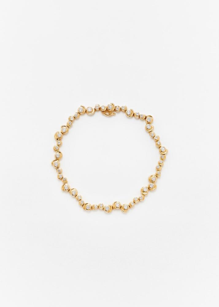 Yvonne Léon Bracelet Rivière Escargot Diamants Or Jaune