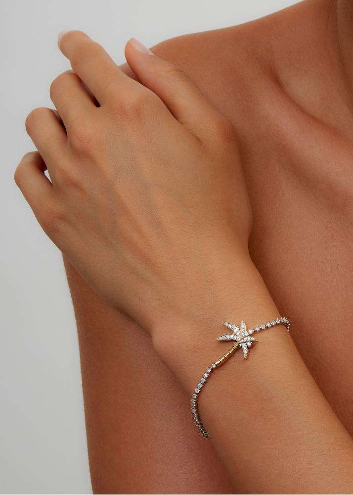 Yvonne Léon Bracelet Rivière Palmier Diamants 2 Ors