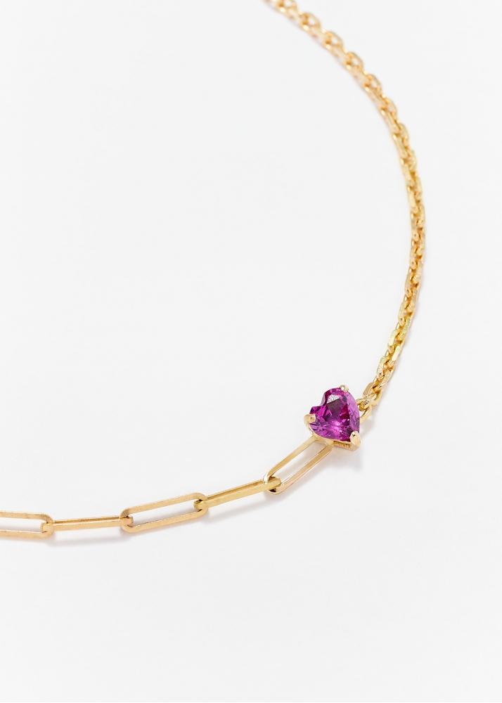 Yvonne Léon Bracelet Solitaire Coeur Rose Gm Or Jaune