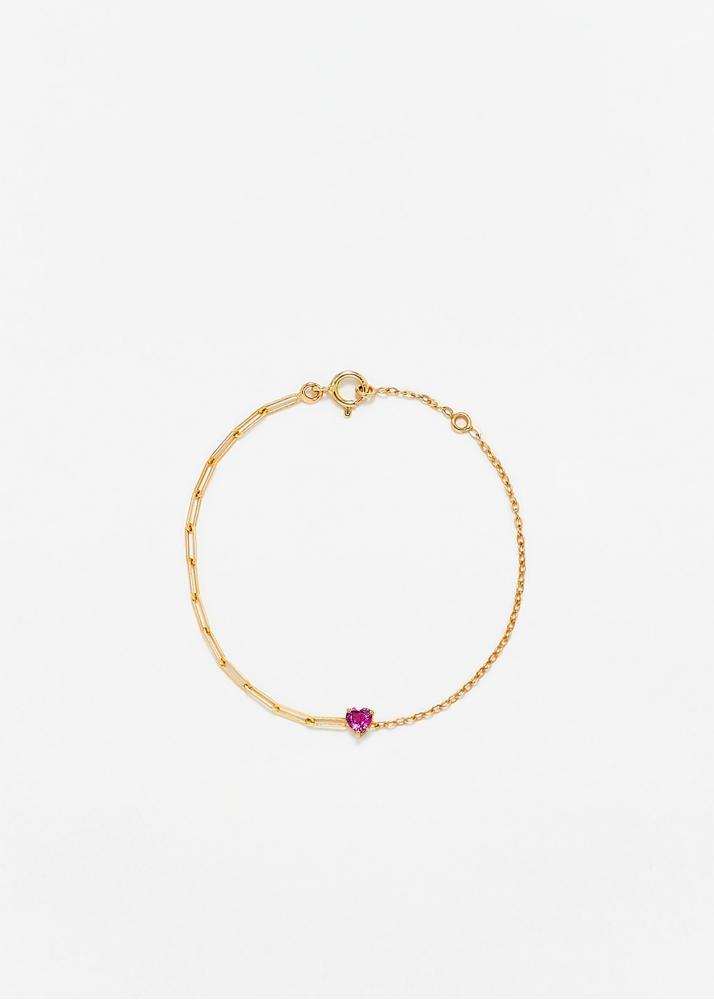 yvonne léon bracelet solitaire coeur rose pm or jaune