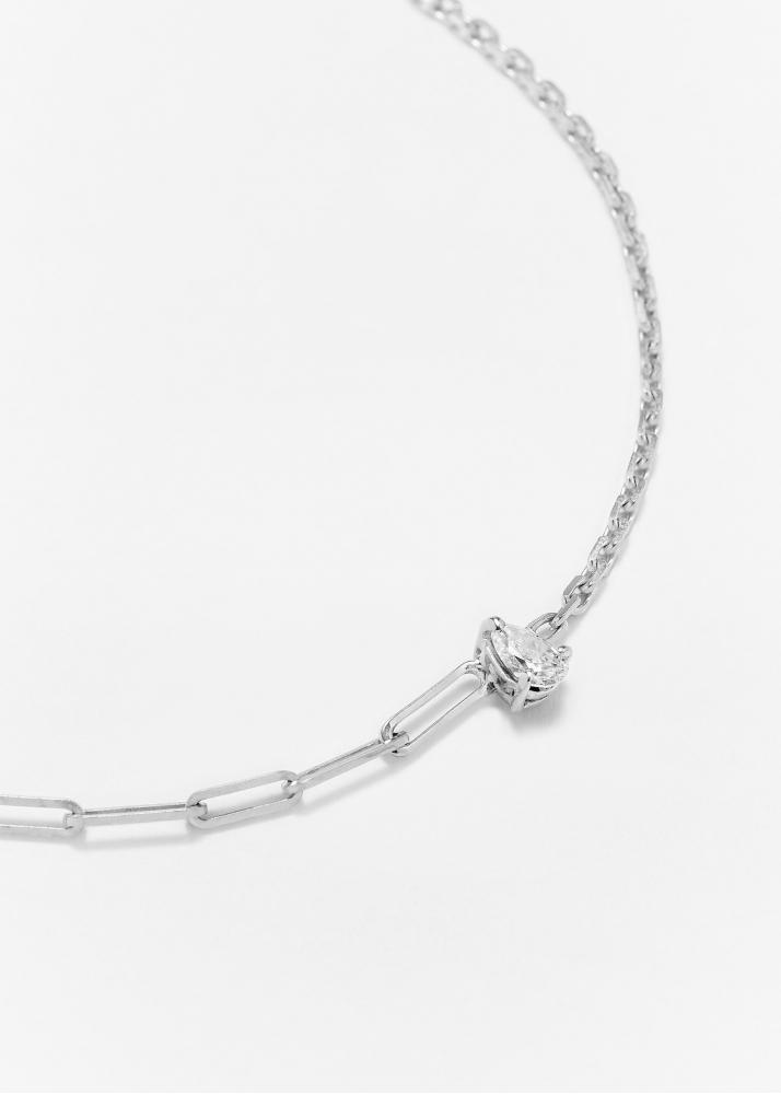Yvonne Léon Bracelet Solitaire Diamant Poire Gm Or Blanc