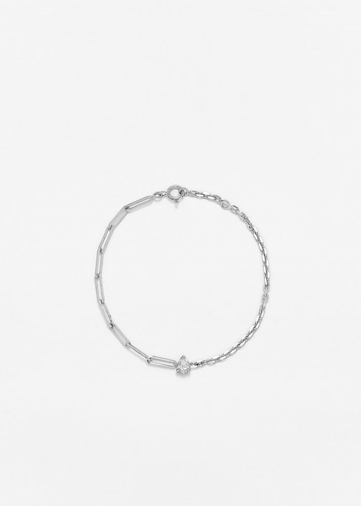 yvonne léon bracelet solitaire diamant poire gm or blanc