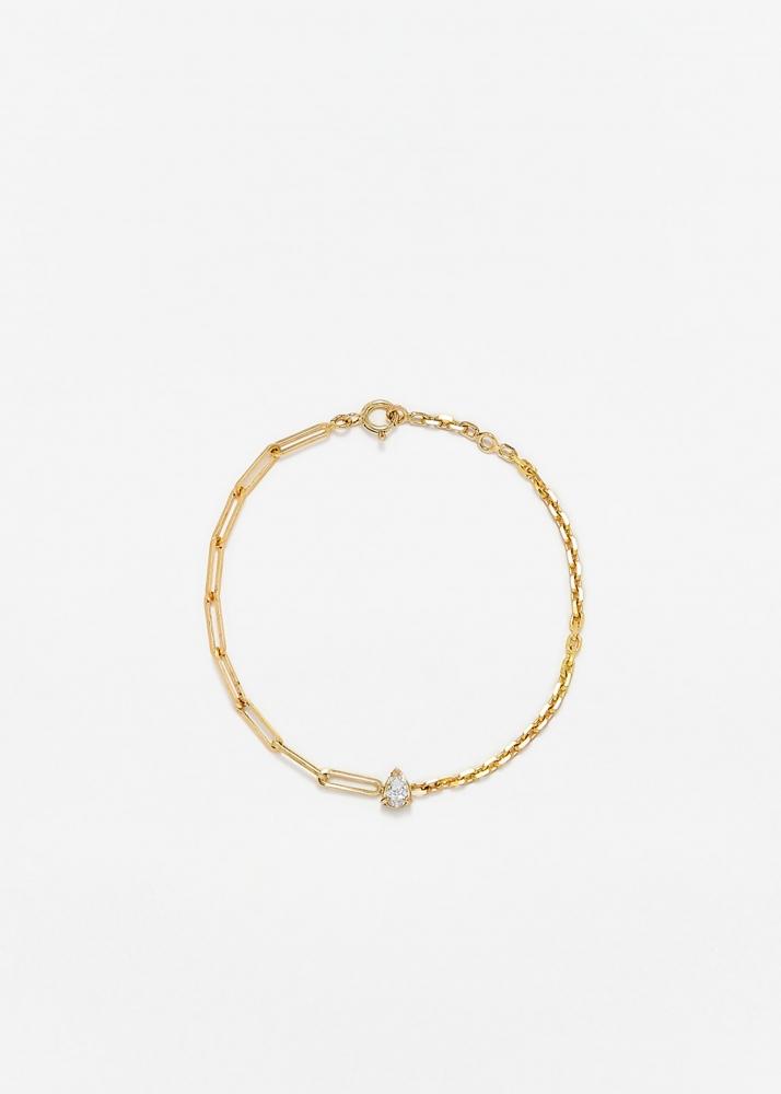 yvonne léon bracelet solitaire diamant poire gm or jaune
