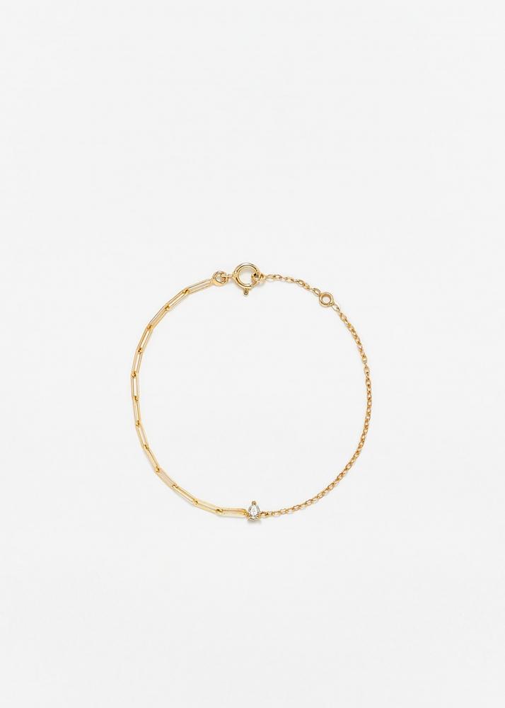 yvonne léon bracelet solitaire diamant poire pm or jaune