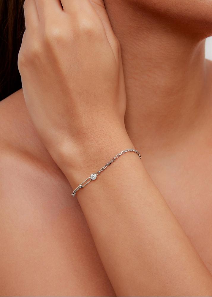 Yvonne Léon Bracelet Solitaire Diamant Rond Gm Or Blanc