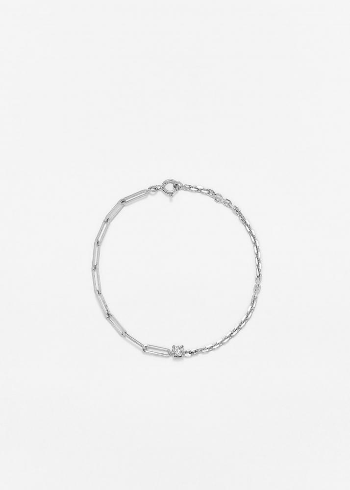 yvonne léon bracelet solitaire diamant rond gm or blanc