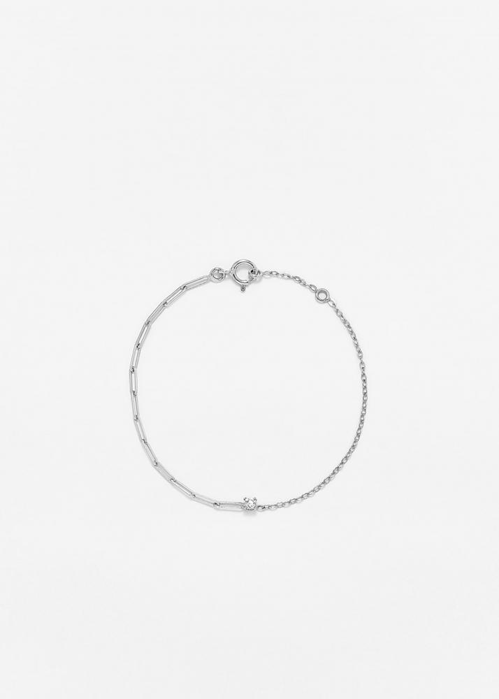 yvonne léon bracelet solitaire diamant rond pm or blanc