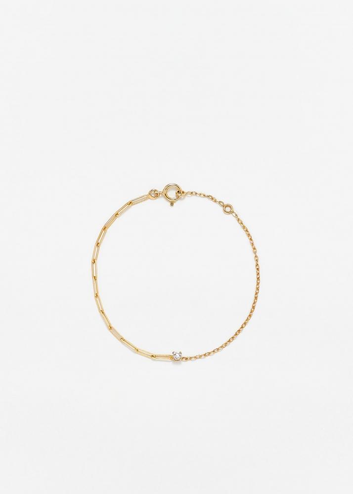 yvonne léon bracelet solitaire diamant rond pm or jaune