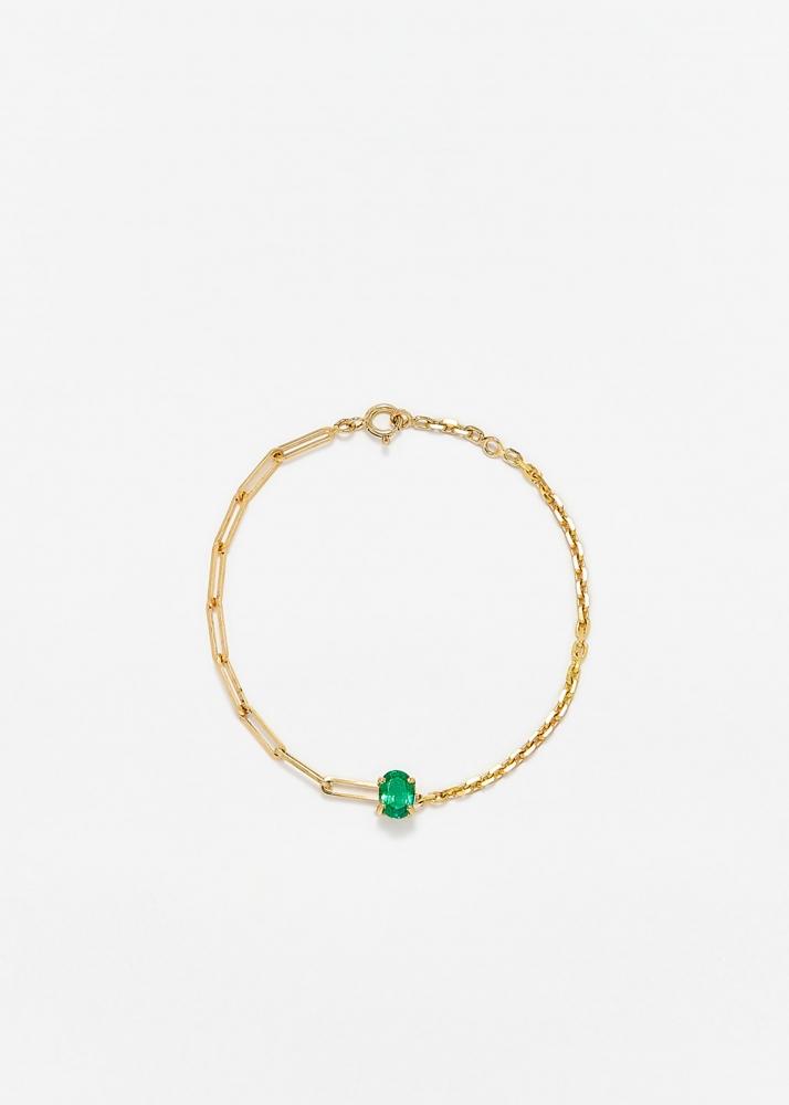yvonne léon bracelet solitaire émeraude gm or jaune
