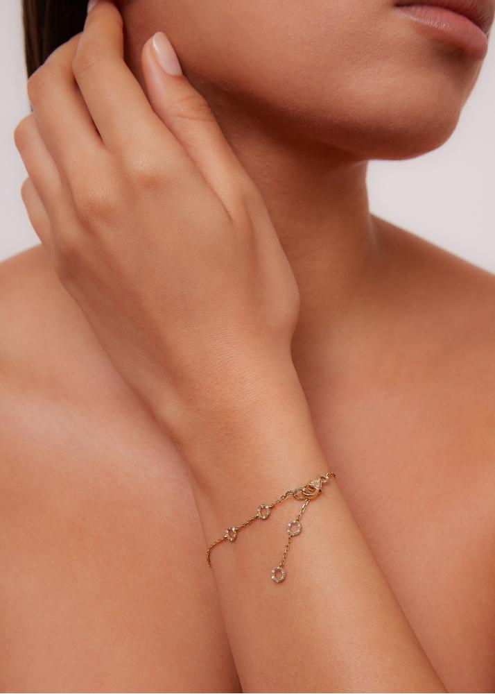 Yvonne Léon Bracelet Solitaire Mini Donuts Diamants Or Jaune