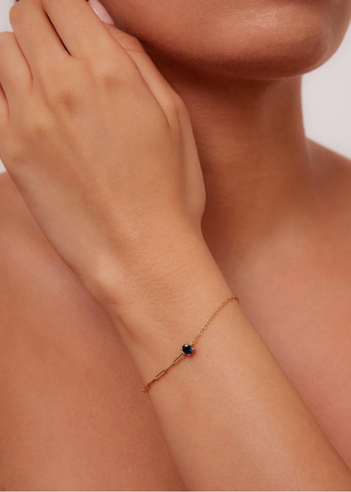 Yvonne Léon Bracelet Solitaire Saphir Bleu Pm Or Jaune