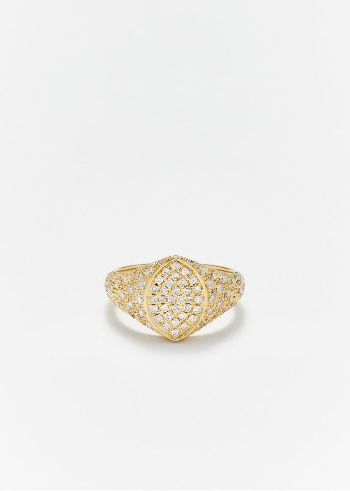 yvonne léon chevalière mini marquise diamants or jaune