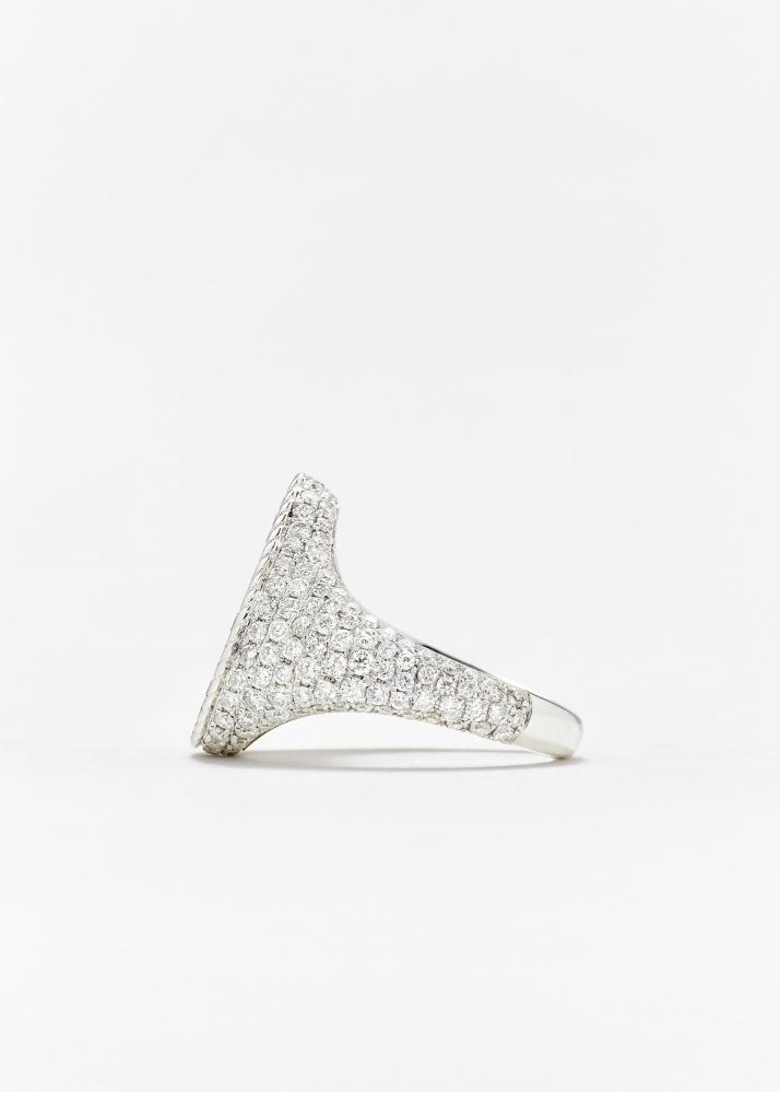 Yvonne Léon Chevalière Poire Full Diamants Or Blanc