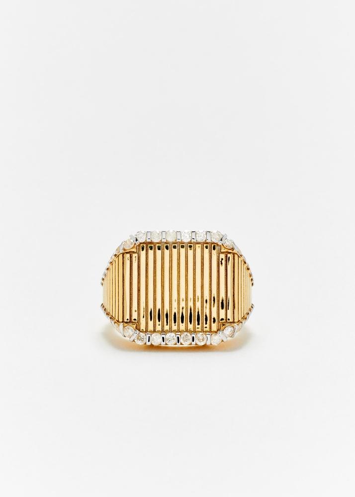 yvonne léon chevalière princesse rayures diamants or jaune