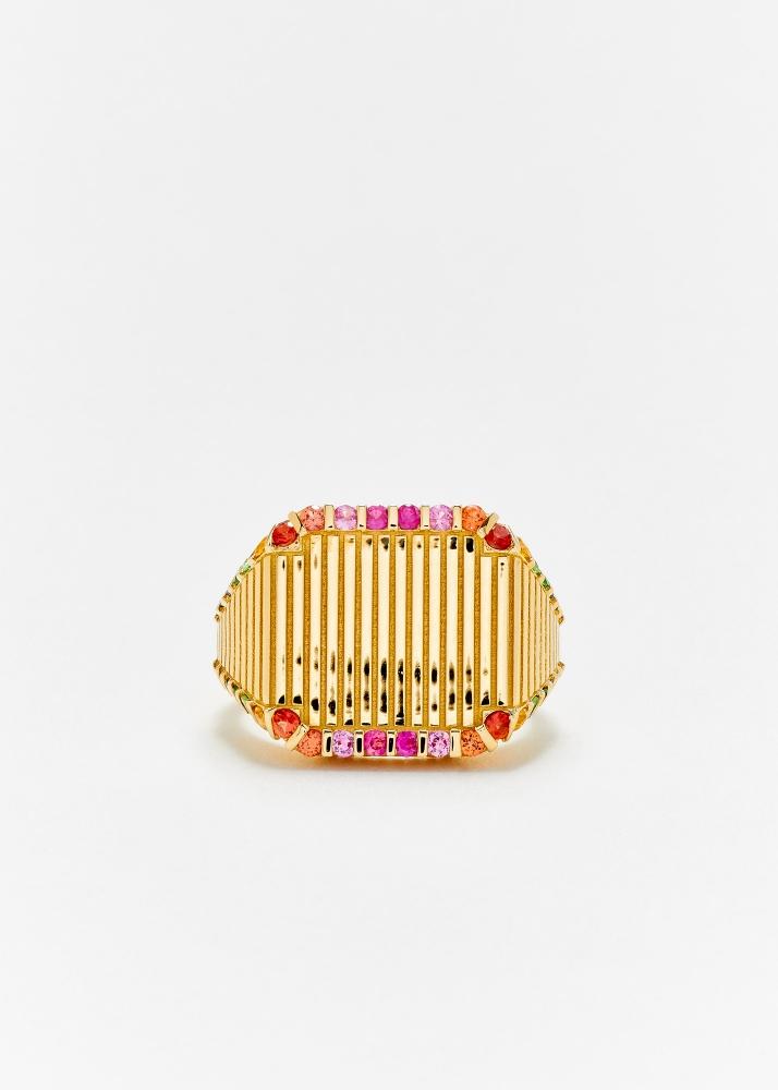 yvonne léon chevalière princesse rayures rainbow or jaune