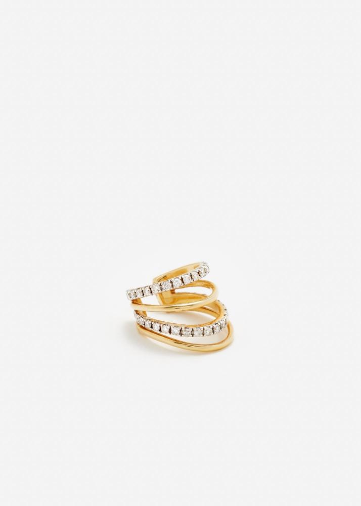 yvonne léon clip d'oreille 4 fils diamants or jaune