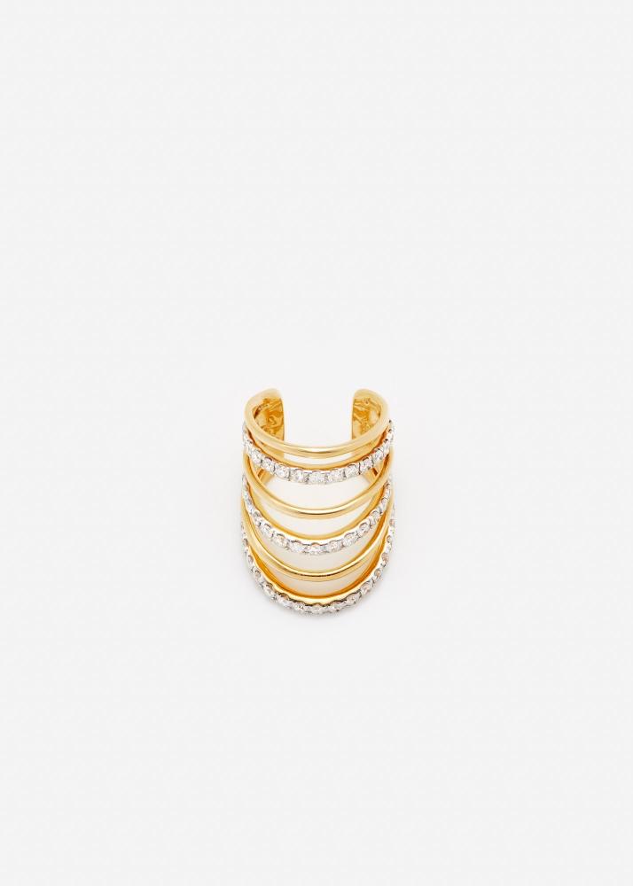 Yvonne Léon Clip D'oreille 6 Fils Diamants Or Jaune
