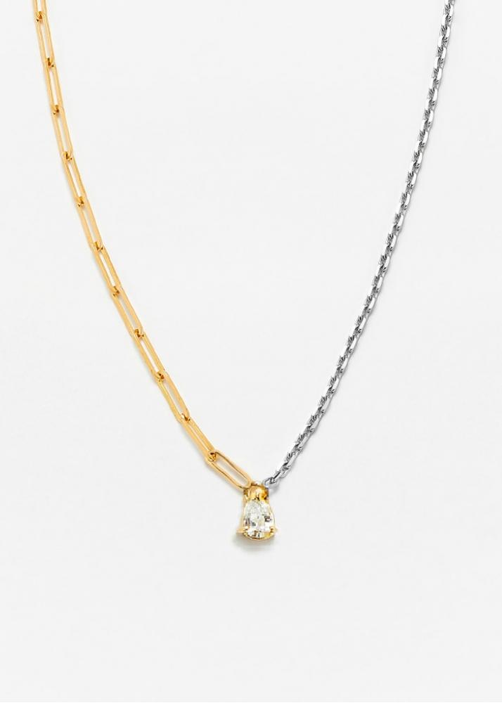 yvonne léon collier maxi solitaire diamant poire 2 ors