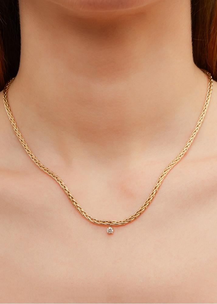 Yvonne Léon Collier Palmier Flottant Diamant Rond Or Jaune