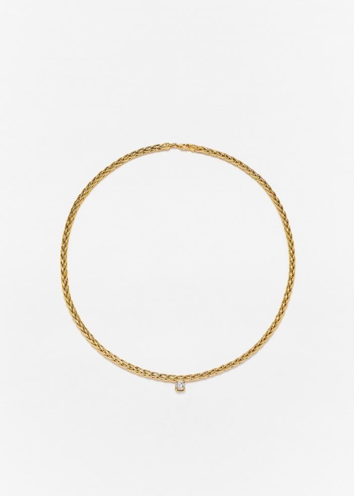 yvonne léon collier palmier flottant diamant rond or jaune